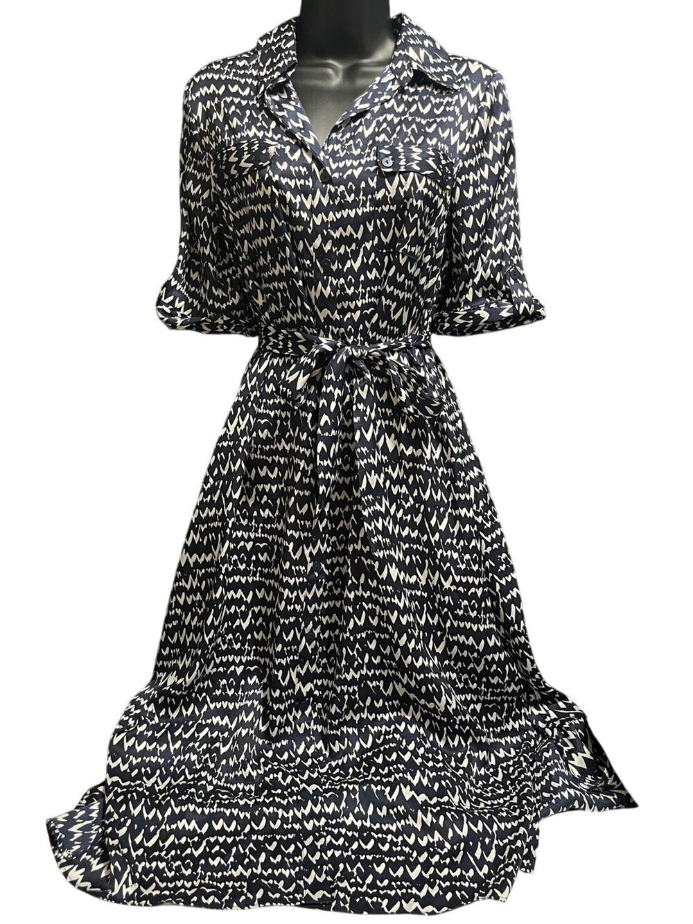 RyeGrass Black and White Abstract Print Shirt Dress - Size XS - NWT - Maxi